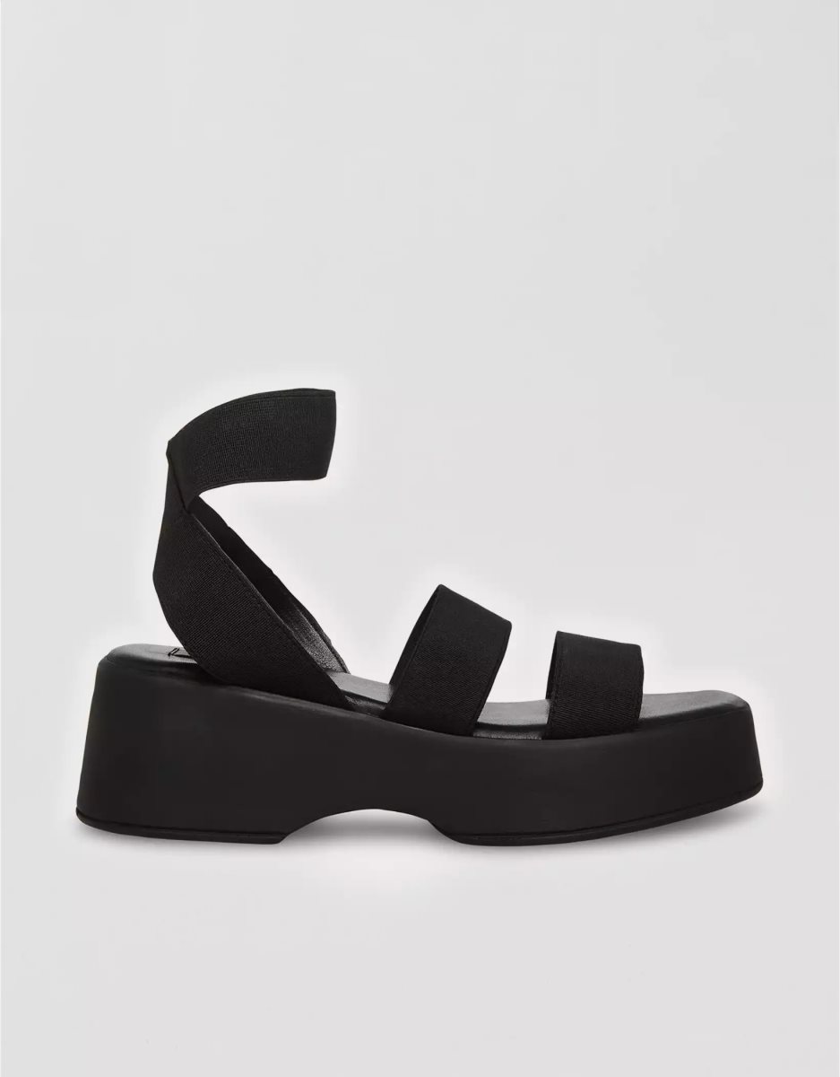 Compensées American Eagle Sashes Sandal Noir Femme | PWB-02274400